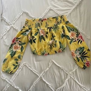 GUESS cropped off the shoulder top